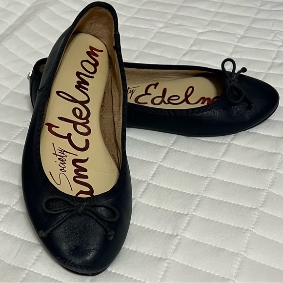 Sam Edelman Navy Blue Ballet Flats with Bow-some wear but great condition - Picture 1 of 11